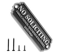 Panneau « No Soliciting » en laiton - Élégant panneau « No Soliciting » pour maison, maison, bureau, décoration de porte traditionnelle pour maison, entreprise, porche - Facile à installer (pas de