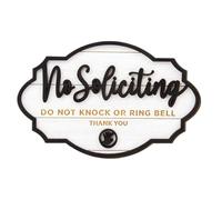 Panneau « No Soliciting » - Plaques en bois - Panneau de - Décoration murale amusante - Construction en bois - Facile à concevoir - Voisins, bureaux, affaires, extérieur - 14,5 x 8,9 x 2 cm