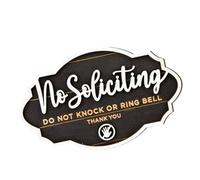 Panneau « No Soliciting » - Plaques en bois - Panneau de - Décoration murale amusante - Construction en bois - Facile à concevoir - Voisins, bureaux, affaires, extérieur - 14,5 x 8,9 x 2 cm