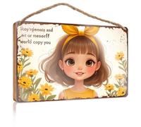 Panneau « No Solociting Signs Stay Genuine And Let Your Mesorff World Copy You : A Whimsical Flo Wooded » - Décoration murale amusante - Panneau en bois à suspendre (15 x 28 cm)