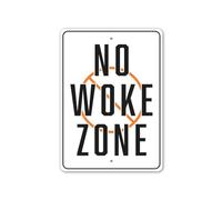 Panneau « No Woke », « No Woke Zone, Lake » - Plaque en métal rétro vintage - Décoration murale - 20,3 x 30,5 cm