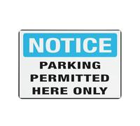Panneau « Notice Parking Permitted Here Only », feuille d'aluminium antirouille, résistante aux intempéries, imperméable, facile à monter