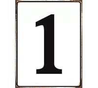 Panneau numéroté 1 en aluminium pour terrain de tennis, 20 x 30 cm, panneau de numéro extérieur pour parkings et espaces publics, décoration murale d'intérieur, magasin, entreprise, utilisation en