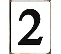 Panneau numéroté 2 en aluminium pour court de tennis, 14 x 20 cm, panneau numéro extérieur pour parkings et espaces publics, décoration murale d'intérieur, magasin, entreprise, décoration extérieure