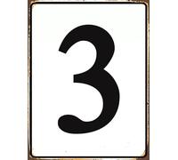 Panneau numéroté 3 en aluminium pour terrain de tennis, 20 x 30 cm, panneau de numéro extérieur pour parkings et espaces publics, décoration murale d'intérieur, magasin, entreprise, utilisation en