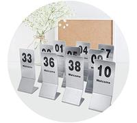 Panneau numéroté de bureau, Numéros de table noirs recto verso imprimés 1 à 25 et 50, cartes empilables for mariages(1-25)