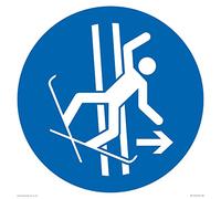 Panneau obligatoire : « Immediately leave the tow-track in the event of fall » - 300 x 300 mm - S30