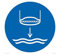 Panneau obligatoire : « Lower lifeboat to the water in launch sequence » - 400 x 400 mm - S40