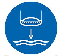 Panneau obligatoire : « Lower lifeboat to the water in launch sequence » - 600 x 600 mm - S60