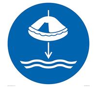 Panneau obligatoire : « Lower liferaft to the water in launch sequence » - 400 x 400 mm - S40