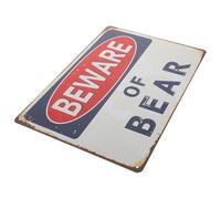 Panneau Ours en Fer Vintage, Avertissement Extérieur | Décoration Rustique sans Cadre, Alerte Publique Visible, pour Cabane de Chasse, Entrée de Parc et Propriété