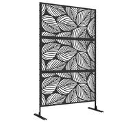 Panneau - Outsunny - à motif feuille - composé de trois panneaux - en acier - 122 x 45 x 198 cm - noir