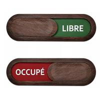 Panneau Ouvert Fermé, Décoration Bureau Travail, Indicateur Libre Occupé | Plaque de porte en noyer foncé avec glissière fluide, pensée comme signal ne pas déranger pour les espaces partagés
