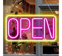 Panneau ouvert néon LED ultra lumineux, 41,9 x 22,9 cm, panneau ouvert néon avec interrupteur marche/arrêt, panneau lumineux électrique pour magasin, magasin, salon, fête, fenêtre, restaurant (rose et