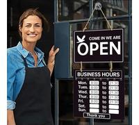 Panneau ouvert - Panneaux d'heures d'ouverture et de fermeture double face pour les entreprises | Panneaux ouverts et fermés pour magasins | Panneau d'ouverture et de fermeture à suspendre avec heures