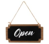 Panneau Ouvert Suspendu en Bois Double Face Noir Minimaliste | Finition Mate Polie avec Grain Visible, Bords Finement Poncés, à Suspendre par Corde Pratique, Usage Porte et Crochets