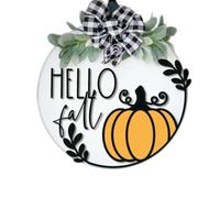 Panneau Panneau De Porte Citrouille Sur Le Thème De Thanksgiving, Décoration En Bois « Bonjour L'Automne », Tenture Murale De Style Champêtre.