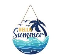 Panneau Panneau De Porte En Bois Rond « Bonjour L'Ét頻, Logo Créatif, Décoration Murale