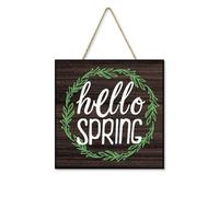 Panneau Panneau De Porte Rond En Bois Printanier « Bonjour, Bienvenue », Ornement Mural De Style Champêtre Pour Jardin.