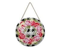 Panneau Panneau De Porte Rond En Bois Printanier « Bonjour, Bienvenue », Ornement Mural De Style Champêtre Pour Jardin.