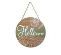 Panneau Panneau De Porte Rond En Bois Printanier « Bonjour, Bienvenue », Ornement Mural De Style Champêtre Pour Jardin.