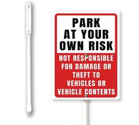 Panneau « Park At Your Own Risk » avec piquets - 17,8 x 22,4 cm