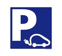 Panneau Parking Borne Chargement Voiture Électrique. Sticker Parking Voiture Électrique Chargement, PVC, Alu - 350 x 350 mm - Aluminium 2 mm - Aluminium 2 mm -