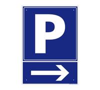 Panneau Parking Flèche À Droite Alu 2 Mm - 210 X 300 Mm Signalisation Rectangulaire Prépercée Avec Kit De Fixation Fabrication Française