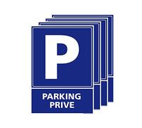 Panneau Parking Privé Aluminium. Lot de 2 ou de 4 Panneaux Parking Privé. Panneau signalisation Parking Bleu - 210 x 300 mm, Lot de 4