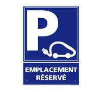 Panneau Parking Voiture Électrique Emplacement Réservé Alu 2 Mm - 150 X 210 Mm Signalisation Rectangulaire Prépercée Avec Kit De Fixation Fabrication Française