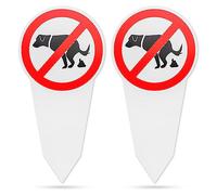 Panneau "Pas de toilettes pour chiens ici !", 2 pcs, 30,75 x 15 cm, panneau en PVC de 2,7 mm d'épaisseur avec piquet de terre, panneau "Pas de toilettes pour chiens" avec piquet