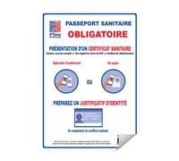 Panneau pass sanitaire obligatoire 21 x 29,7 cm adhésif