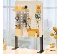 Panneau perforé blanc à clipser pour bureau à domicile - 20 x 40 cm / 8x16in - Solution de rangement polyvalente pour bureau - Améliore l'intimité et la visibilité de l'espace de travail