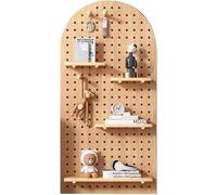 Panneau Perforé D’Organisateur Mural, Kit D’Organisateur De Panneau Perforé en Bois, Kit De Combinaison De Panneau Perforé, Panneau Perforé D’Affichage, Wood Color, 60 * 80cm