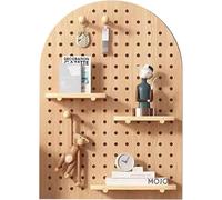 Panneau Perforé D’Organisateur Mural, Kit D’Organisateur De Panneau Perforé en Bois, Kit De Combinaison De Panneau Perforé, Panneau Perforé D’Affichage, Wood Color, 60 * 120cm
