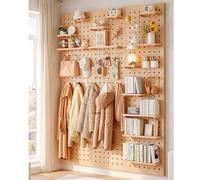 Panneau perforé modulaire, panneaux perforés muraux en bois, porte-outils, multifonctionnel, épaisseur 1,6 cm, pour chambre à coucher, bureau, salle de bain (60 x 120 cm) (40 x 120 cm)