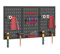 Panneau perforé mural - HOMCOM - 28 pièces incluses - pour garage - plastique - 120x60x2cm - noir et rouge