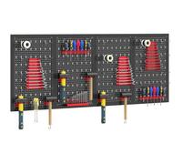Panneau perforé mural - HOMCOM - 38 pièces incluses - pour garage - plastique - 160x60x2cm - noir et rouge