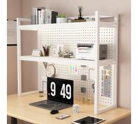 Panneau perforé réglable pour le bureau, support d'imprimante en métal avec étagère, étagère de table pour ranger des livres et des fournitures de bureau