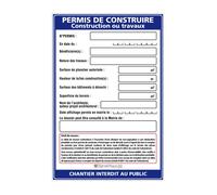 Panneau permis de construire, construction ou travaux + marqueur noir - Avec oeillets - SIGNALETIQUE.BIZ