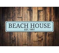 Panneau personnalisé « Beach House Established Date » pour amoureux de la plage, décoration de plage, panneau de métro, 10,2 x 40,6 cm