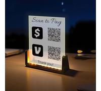 Panneau personnalisé en forme de U en acrylique givré UV avec code QR pour entreprise, multi-Facebook, réseaux sociaux, choisissez votre logo pour payer, Venmo Paypal Cash Coiffeurs esthéticiennes