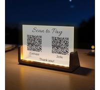 Panneau personnalisé en forme de U en acrylique givré UV avec code QR pour entreprise, multi-Facebook, réseaux sociaux, choisissez votre logo pour payer, Venmo Paypal Cash Coiffeurs esthéticiennes