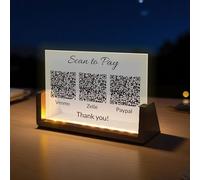 Panneau personnalisé en forme de U en acrylique givré UV avec code QR pour entreprise, multi-Facebook, réseaux sociaux, choisissez votre logo pour payer, Venmo Paypal Cash Coiffeurs esthéticiennes