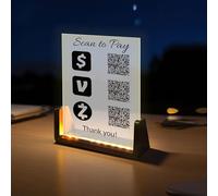 Panneau personnalisé en forme de U en acrylique givré UV avec code QR pour les entreprises - Panneau personnalisé multi-Facebook sur les réseaux sociaux - Choisissez votre logo pour payer Venmo Paypal