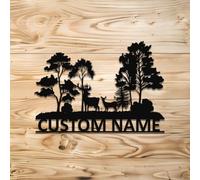 Panneau personnalisé en métal pour cabane avec cerf, art mural en métal personnalisé pour cabane avec cerf, cadeau pour chasseur de cerfs, panneau personnalisé avec nom de famille, décoration