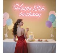 Panneau personnalisé Happy Birthday - Panneau néon LED joyeux anniversaire pour toile de fond - Bannière de décorations de fête d'anniversaire