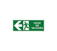 Panneau Photoluminescent - Issue de Secours Flèches vers La Gauche - Dimensions 350 x 125 mm - PVC - Protection Anti-UV