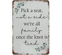 Panneau « Pick A Seat Not A Side » « Find Your Seat » - Panneau de table de mariage - Plaque de cérémonie de mariage, café, salle de bain, décoration d'intérieur, cuisine, ferme - 14 x 20,3 cm