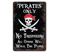 Panneau « Pirates Only » - Décoration nautique pour maison, bar, fête ou salle de jeux - 20,3 x 30,5 cm (286)